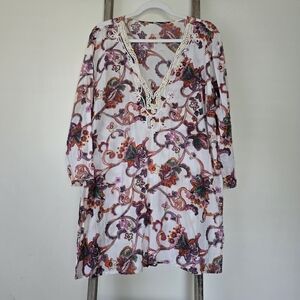 ⭐️40% Off⭐️ Boho Tunic Beach Coverup with Pearl Necklind